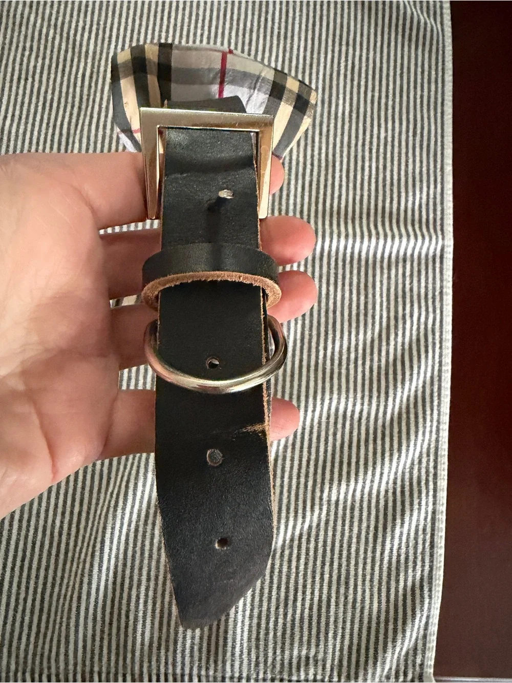 Plaid Bow Tie Dog Collar in Gray & Black - Classic Finish